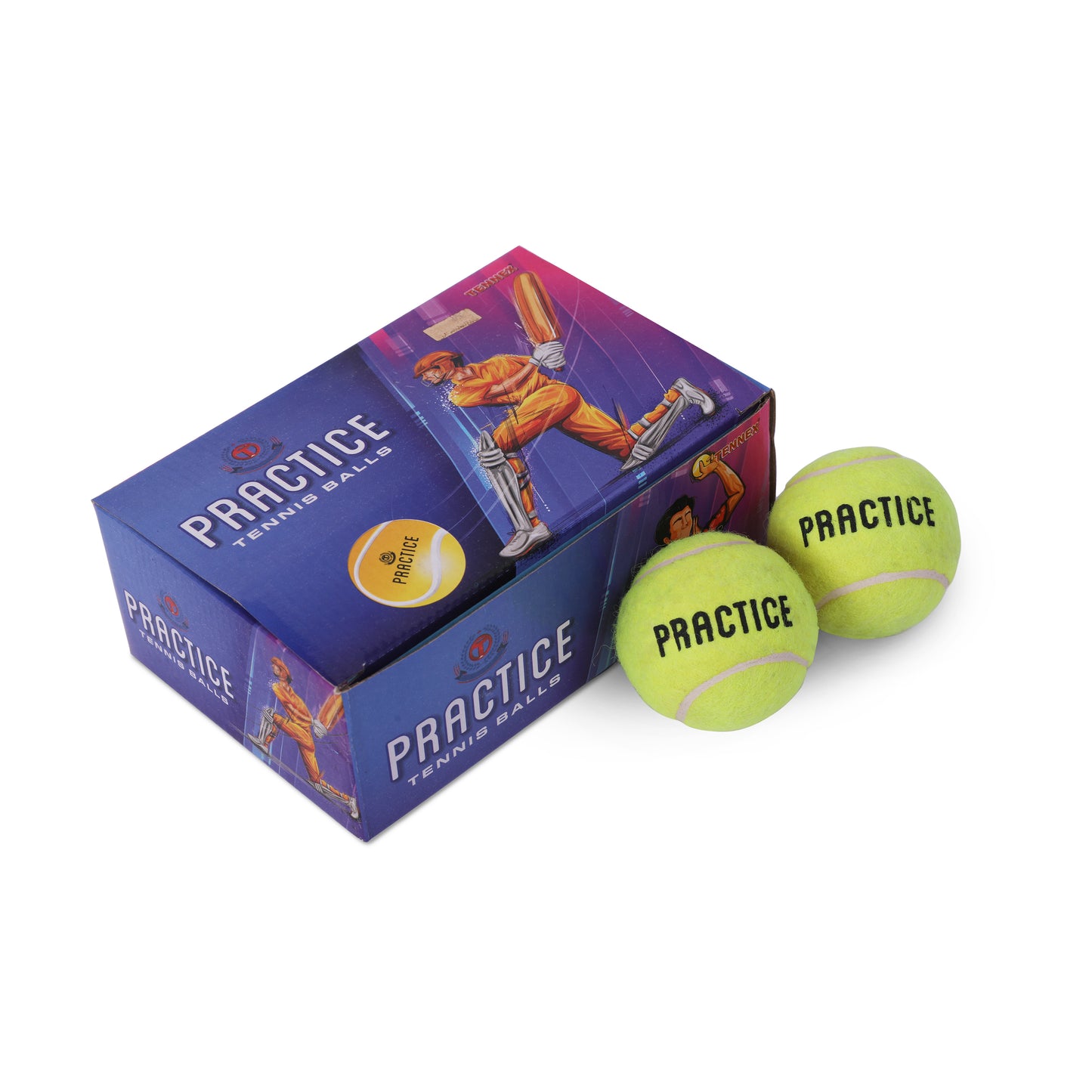 Tennis Cricket Ball Practice (Pack of 6) - Yellow