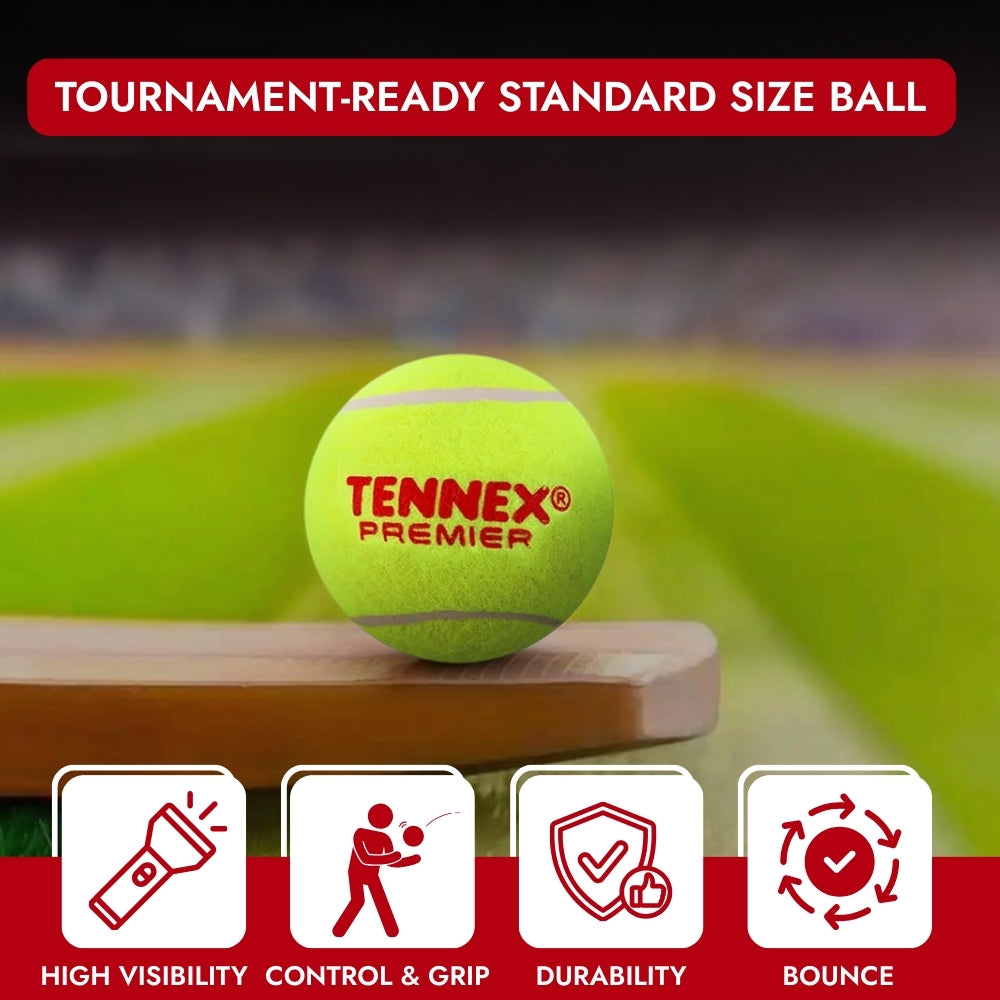 Cricket Tennis Ball Premier Heavy Weight (Pack of 6) - Small Ground Overarm