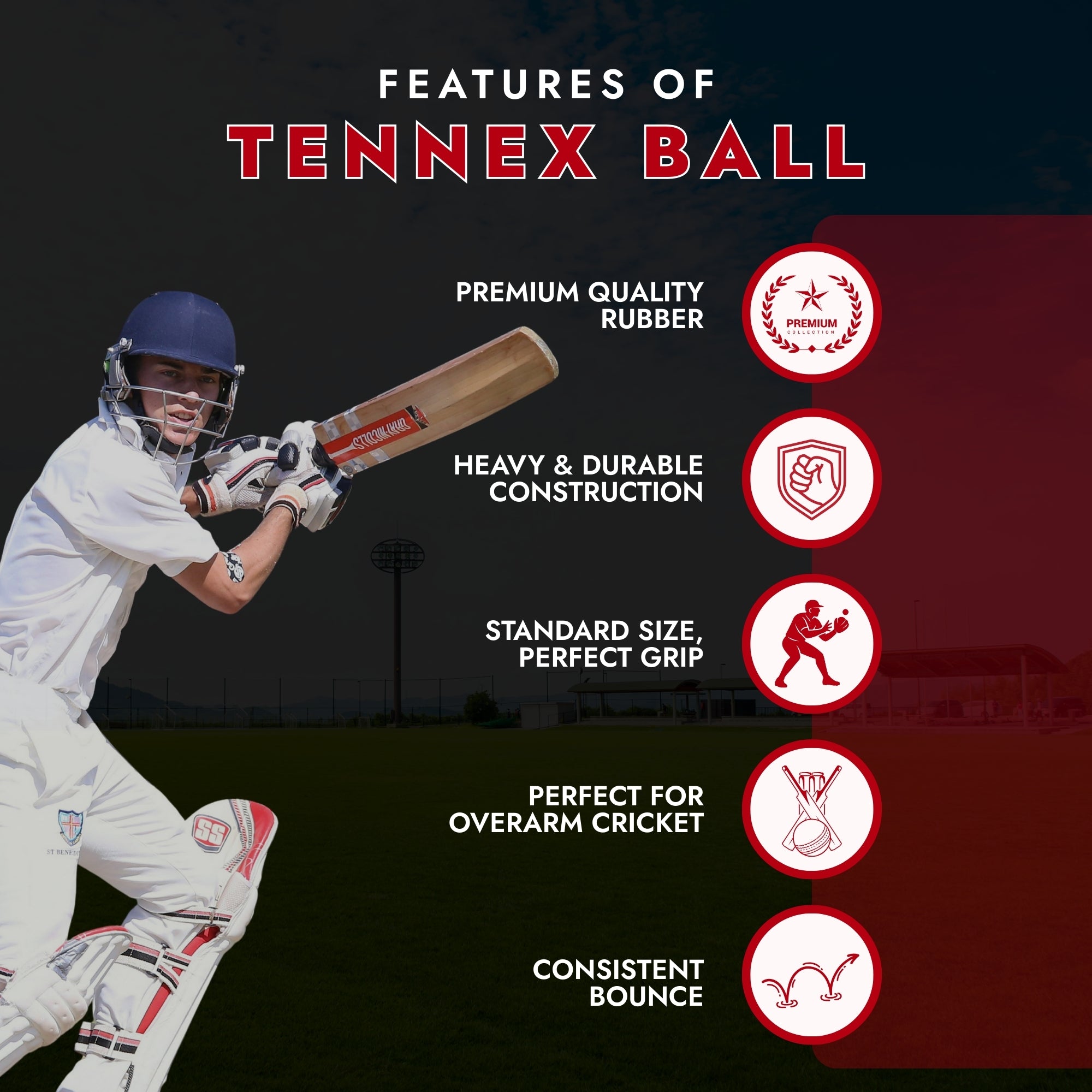 Cricket Tennis Ball Premier Heavy Weight (Pack of 6) - Small Ground Overarm