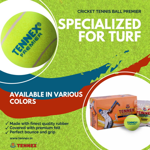 Cricket Tennis Ball Premier Light Weight (Pack of 6) - Turf / Box Cricket Underarm
